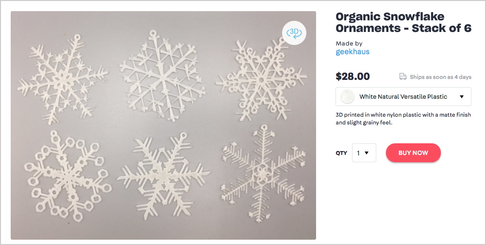 3D Printable Tiny Snowflake Ornaments - from the Snowflake Machine by  mathgrrl